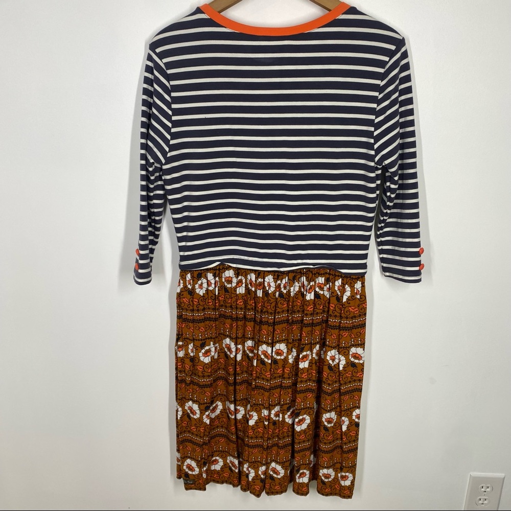 Matilda Jane Winsome Striped and Floral Dress Small Blue Orange - Picture 7 of 8